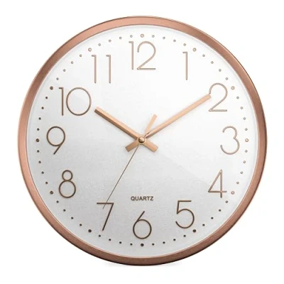 Image of Mebus Wall Clock, Plastic Aluminium, White, 30 cm