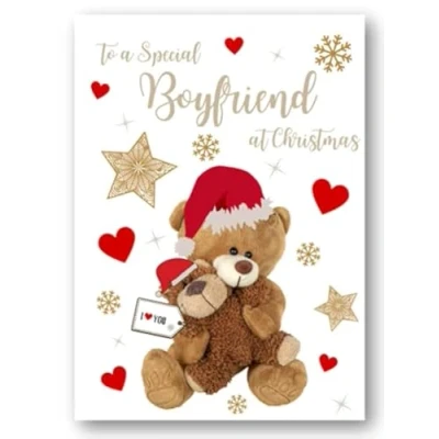Image of Second Ave Boyfriend Bear Heart Christmas Xmas Holiday Festive Greetings Card