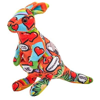 Image of Wild Republic Message from the Planet Mini, Kangaroo, Stuffed Animal, 5 inches, Gift for Kids, Plush Toy, Made Spun Recycled Water Bottles, Eco Friendly, Child’s Room Decor