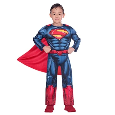 Image of amscan 9906070 Child Boys Officially Licensed Classic Musclesuit Superman Fancy Dress Costume 4 6 Years