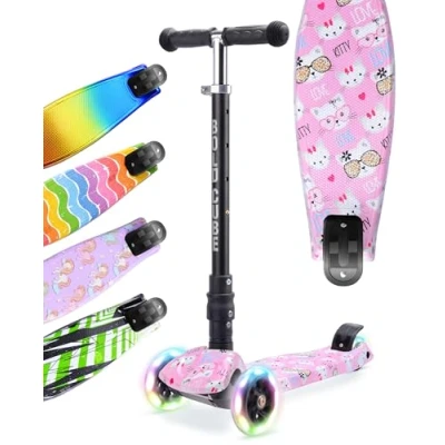 Image of BOLDCUBE Big Fold 3 Wheel Scooter for Kids Ages 5 10 Years LED Wheels Height Adjustable 65 to 89 cm Rear Reflectors