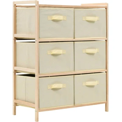 Image of vidaXL Storage Rack with 6 Fabric Baskets Cedar Wood Beige