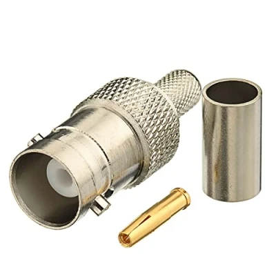 Image of Eightwood 10pcs BNC Female Crimp RF Connector 50 ohm for RG58 RG142 LMR195 Cable