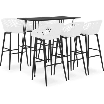 Image of vidaXL 7 Piece Bar Set Black and White