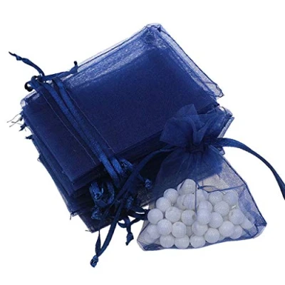 Image of Inzopo 100pcs 7x9cm Organza Gift Bag Jewellery Bags Pouches Wedding Party Favours Navy Blue
