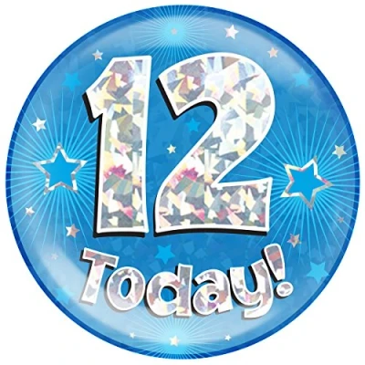 Image of OAKTREE UK 633445 6&quot; Jumbo Badge 12 Today Blue Holographic Cracked Ice
