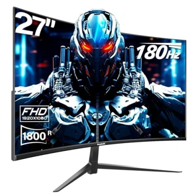 Image of Gawfolk 27&quot; Curved Gaming Monitor 165Hz, 144Hz PC 1ms Full HD 1080P, 1800R Frameless Computer