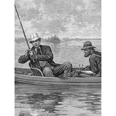Image of Artery8 Homer Fisherman Enjoying Vacation Drawing Art Print Canvas Premium Wall Decor Poster Mural