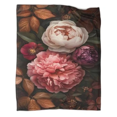 Image of 3D Floral Design Luxurious Super Soft Warm And Cosy Throws Wildflowers Pattern Fleece Throw Blanket Fuzzy Soft, Plush, Fluffy, Warm, Cozy Plush 50x60inch(127x152cm)