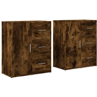Image of vidaXL Sideboards 2 pcs Smoked Oak 60x31x70 cm Engineered Wood