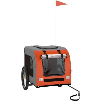 Image of vidaXL Pet Bike Trailer Orange and Grey Oxford Fabric&amp;Iron