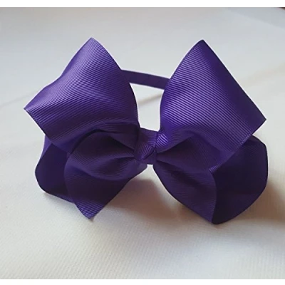 Image of Alice Band with Bow 6 inch Girls Wrapped Baby Hair HeadBand (Dark Purple)