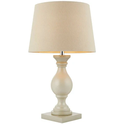 Image of Marsham Table Lamp Ivory Linen Effect, Taupe Painted Wood, E14