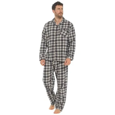 Image of KAV Men&#039;s Pyjamas Set 100% Cotton Nightwear Soft, Comfortable Pajamas for Men Perfect Loungewear, PJs, or Christmas Family Pyjama Machine Washable Grey Check Medium