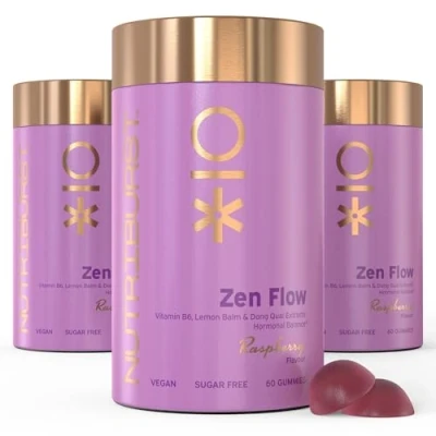 Image of Nutriburst ZenFlow Multipack Female Focused Formula Vitamin B6, Lemon Balm + Dong Quai Regulate Hormonses, Support Nervous System Reduce Tiredness 3 Month Supply Suitable for Vegans