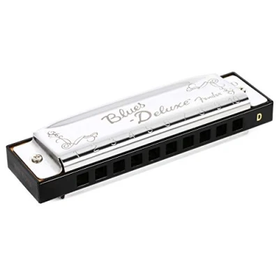 Image of Fender Blues Deluxe Harmonica, Key of D, 10 Holes, Nickel Chrome, Includes Case