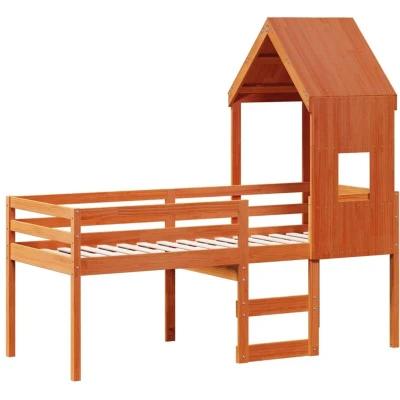 Image of vidaXL High Sleeper Bed without Mattress Wax Brown 80x200 cm Solid Wood Pine