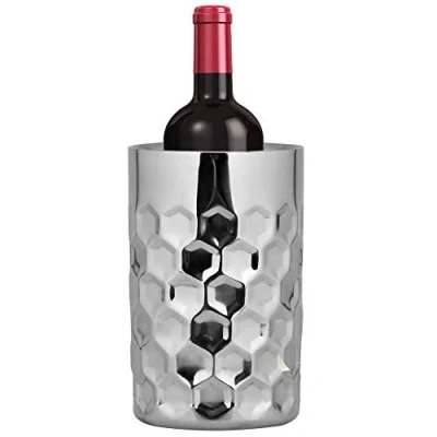 Image of Kosma Designer Wine Cooler (Hammered Finish) Double Wall Stainless Steel Chiller Drink 12 x 20cm Bottle