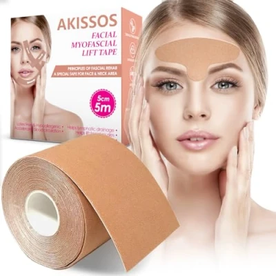 Image of Akissos Facial Myofascial Lift Tape Face Toning Belts Anti Wrinkle Patches Freeze Stickers Neck Unisex For Firming and Tightening Skin 5cm*5m