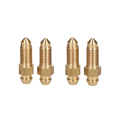 Image of AB Tools Brass Brake Caliper Bleeding Bleed Nipple Screw Bleedscrew 5/16 x 24 UNF 4pc