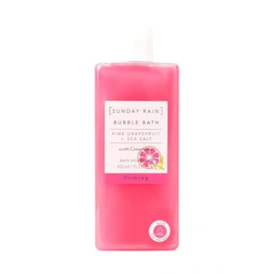 Image of Sunday Rain Revitalising and Cleansing Pink Grapefruit Sea Salt Bubble Bath, Vitamin Rich, with Ceramides, Pink, 450ml