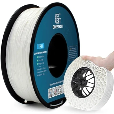 Image of GEEETECH TPU Flexible Filament 1.75mm, 3D Printer Filament, Printing Materials for Printer, 1 KG, Spool, White