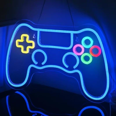 Image of Looklight Gamer Neon Sign Gamepad Shaped for Room Decor, Gaming Signs Teen Boy Dimmable Wall Gifts Teens Boyfriend Husband