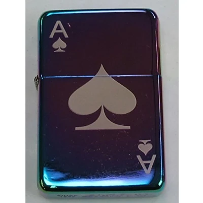 Image of Lucy G Rainbow Ace Of Spades 299 Personjalised Engraved Star Petrol Lighter In Gift Tin