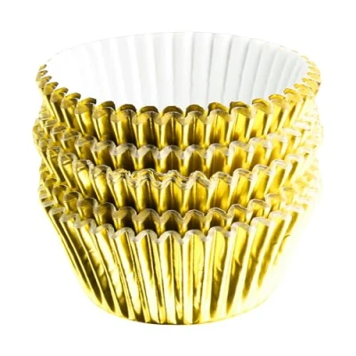 Image of Rumyve 100 Pcs Disposable Baking Cups,Foil Metallic Cupcake Cases,Muffin Liners for Christmas Birthday Wedding Holiday Party(Gold)