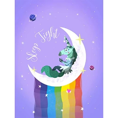 Image of Wee Blue Coo Unicorn Sleep Tight Wall Large Art Print Poster Decor 18x24 inch