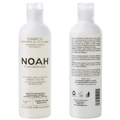 Image of Noah Natural Regenerating Hair 1.4 Shampoo with Argan Oil For Very Dry, Damaged or Treated Hair, Vegetarian, Cruelty Free, No Parabens &amp; Silicone, Plant Based Formula 250ml