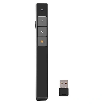 Image of Wireless Presenter, RF 2.4GHz Powerpoint Clicker Presentation Remote Control Pen USB PPT Flip with Laser Pointer (Black)