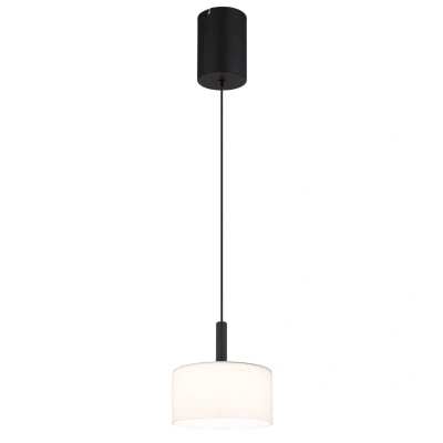 Image of Trenton Slim Pendant Ceiling Light Matt Black Opal Alabaster Optic Glass Shade LED 2700 4000K