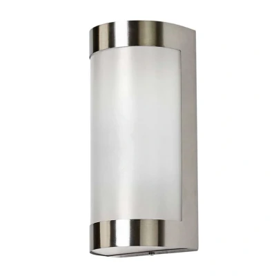 Image of Outdoor Wall Light &#039;Alvin&#039; (Modern) in Silver Made of Stainless Steel (1 Source, E27) from Lindby lamp for Exterior/Interior Walls, House, Terrace und Balcony