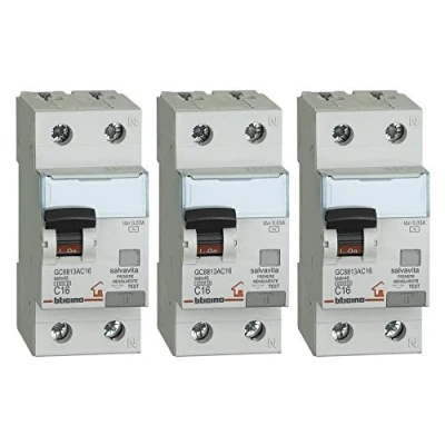 Image of Bticino ASTGC8813AC16 3 Piece Differential Magnetic Switch Kit White