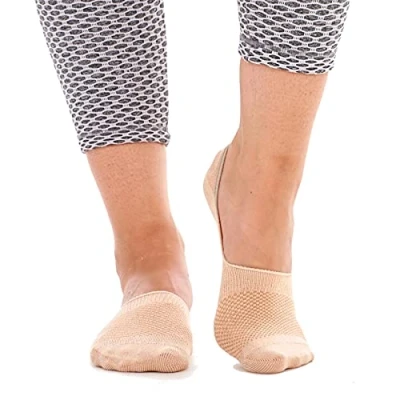 Image of Soxy Bamboo Invisible Socks 6 Pack Ladies Premium No Show Casual Low Cut for Women with Non Slip Grip Liner Nude Colour UK Size 4