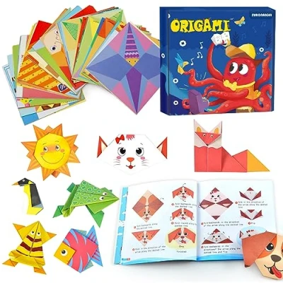 Image of Colourful Origami Paper,Origami Kit for Kids,Origami with Guiding Book, 108 Sheets Paper 54 Patterns, DIY Art and Craft Projects Activity, Beginners Children&#039;s Day Gift Childs Boys Girls