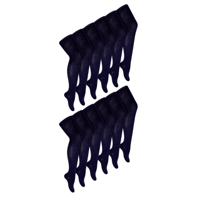Image of Sock Snob 12 Pair Multipack Girls School Uniform Tights Soft &amp; Comfy Plain Opaque Pantyhose for Kids (7 8 Years, Navy)