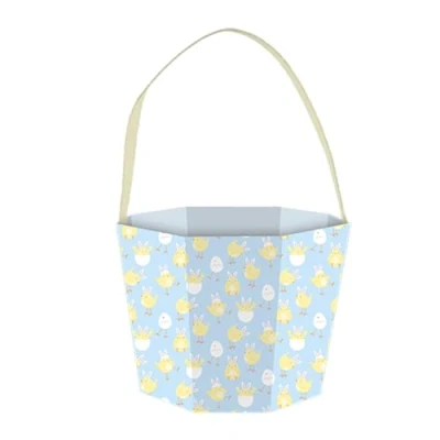 Image of Easter Chick Pastel Blue Printed Cardboard Bucket 17cm