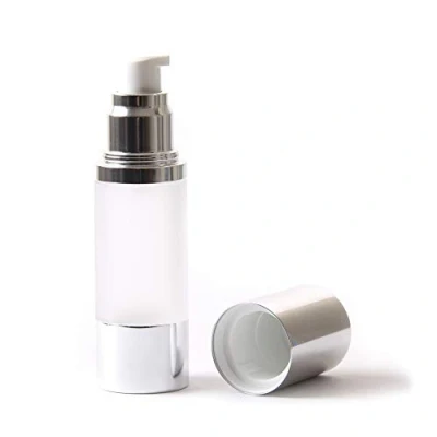 Image of Frosted &amp; Silver Chrome 30ml with Cap Airless Serum Bottles x 10