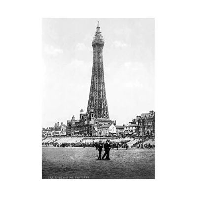 Image of Wee Blue Coo Vintage Photo Blackpool Tower England History Wall Art Print