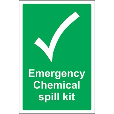 Image of Emergency signs Chemical spill kit Safety sign Self adhesive sticker 200mm x 150mm