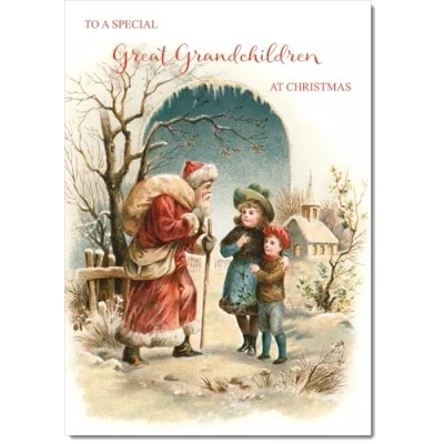 Image of doodlecards Great Grandchildren Christmas Card Victorian Style Medium Size for with Plain Envelope