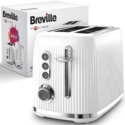 Image of Breville Bold White 2 Slice Toaster with High Lift and Wide Slots Silver Chrome [VTR037]