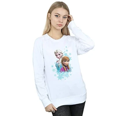 Image of Disney Women&#039;s Frozen Elsa and Anna Sisters Sweatshirt White Small