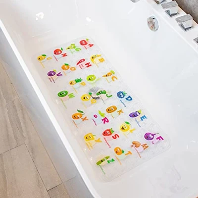 Image of ShineCozy Cartoon Non Slip Bathtub Mat 90 * 40 CM XL Large Size Anti Shower Mats for Floor Tub Mats(Fruit SG)