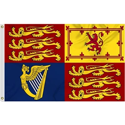 Image of 5Ft X 3Ft UK Royal Standard Flag King Charles III Queen Elizabeth ll British Royalty Polyester Armed Forces Military Large Premium