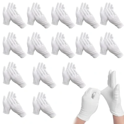 Image of 15 Pairs White Gloves, Cotton Gloves Work Protective for Checking, Serving Moisturizing (Large Size)