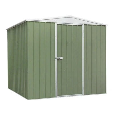 Image of Dellonda Galvanised Steel Metal Garden/Outdoor/Storage Shed, 7.5FT x 7.5FT, Apex Style Roof Green