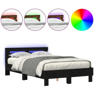 Image of vidaXL Oak Bed Frame Black Engineered Wood 135 x 190 cm Durable